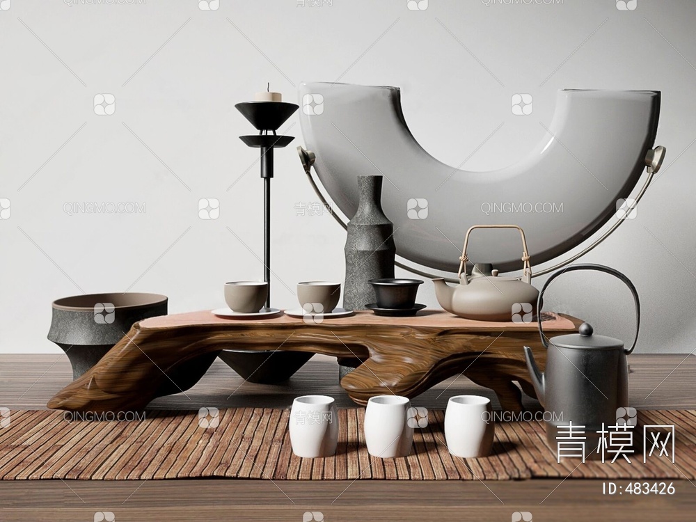 茶具摆件组合3D模型下载【ID:483426】