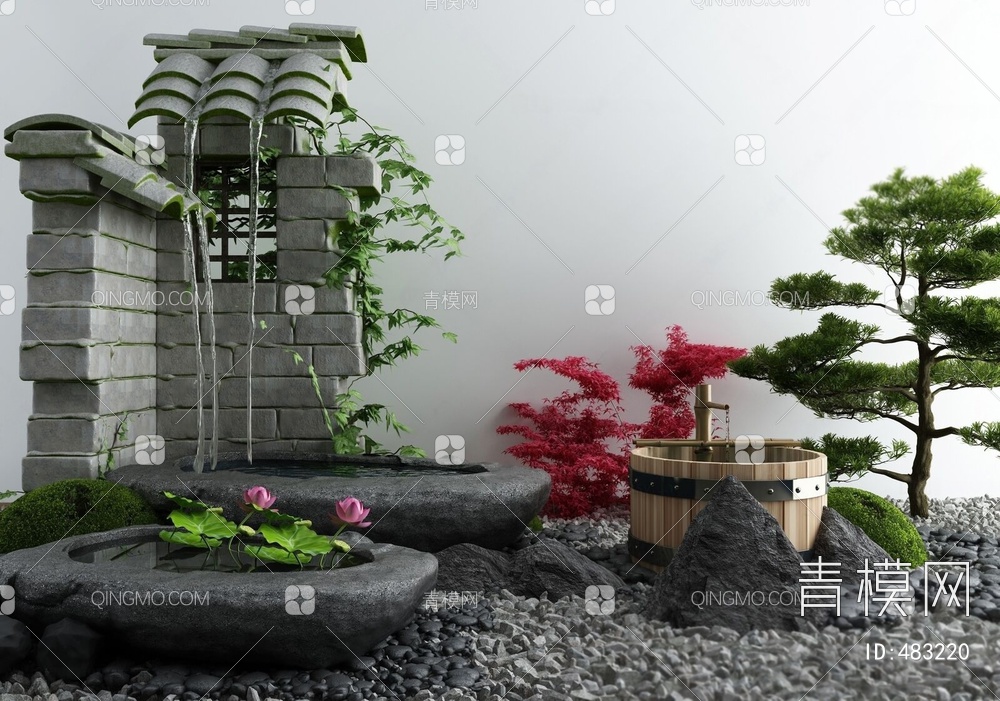 庭院景观小品枯山水石3D模型下载【ID:483220】