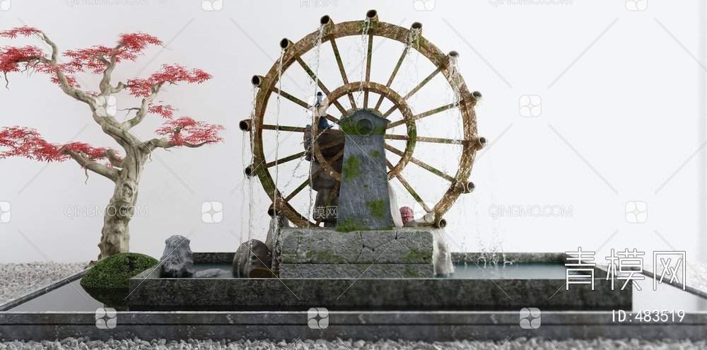 庭院水景小品流水喷泉3D模型下载【ID:483519】