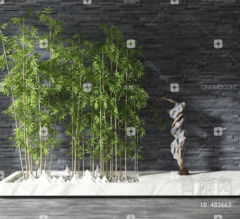 竹子太湖石景观3D模型下载【ID:483663】