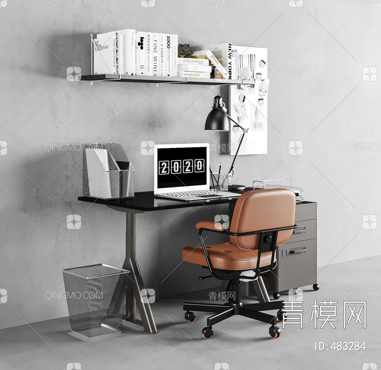 办公桌椅组合3D模型下载【ID:483284】