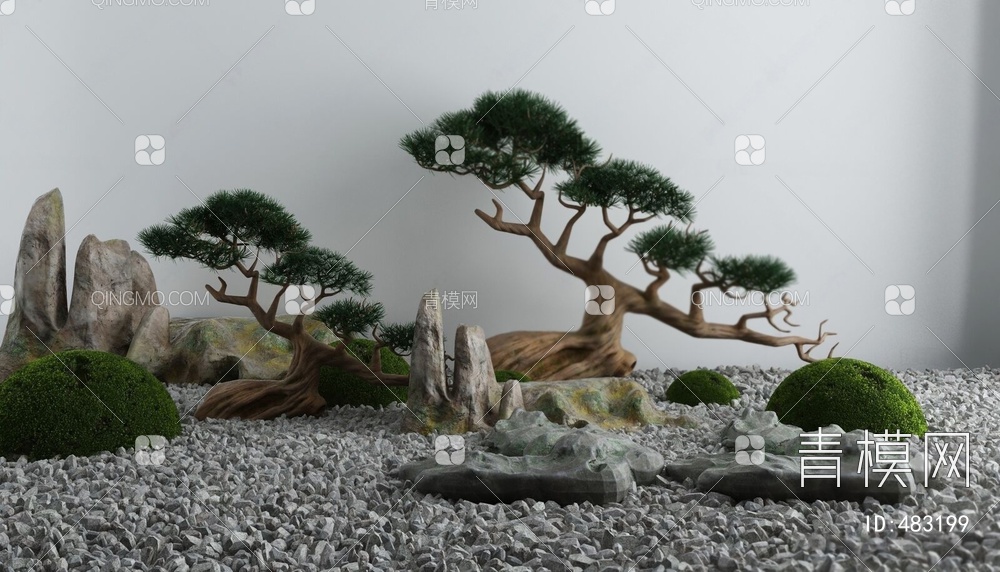 庭院景观小品枯山水石3D模型下载【ID:483199】