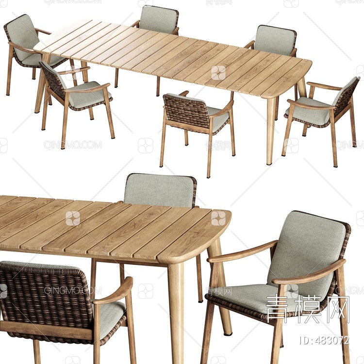 minotti 餐桌椅3D模型下载【ID:483072】