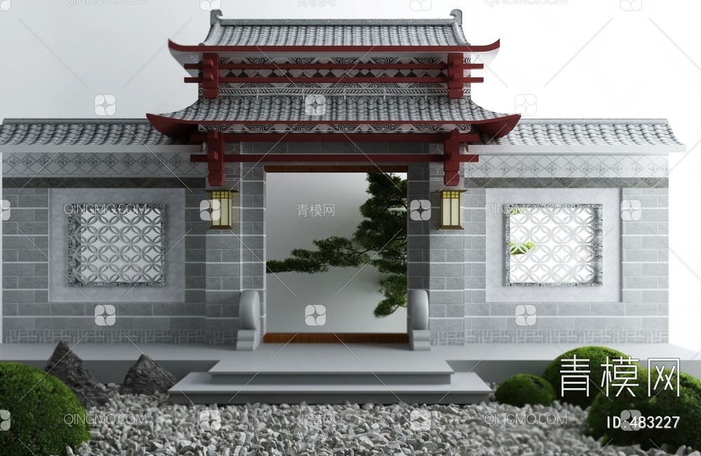 庭院景观小品枯山水石3D模型下载【ID:483227】