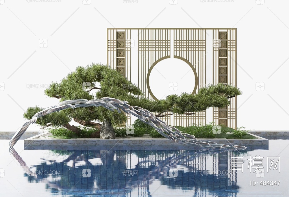 庭院水景景观小品3D模型下载【ID:484347】