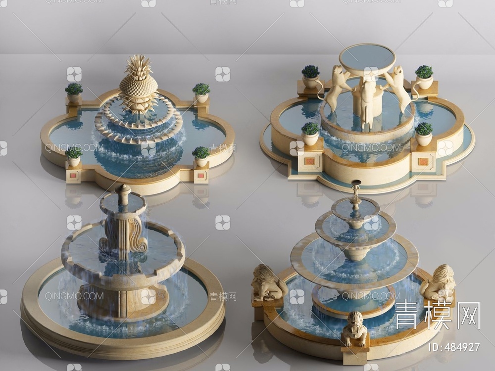 景观雕塑喷泉3D模型下载【ID:484927】
