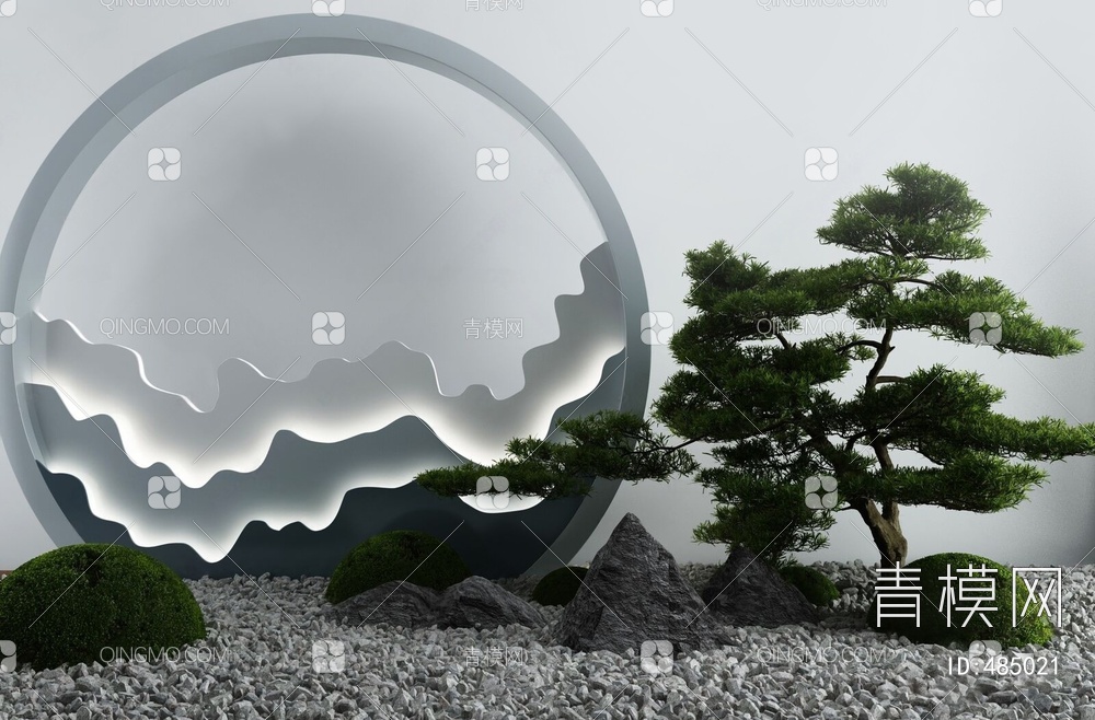庭院景观小品枯山水石3D模型下载【ID:485021】