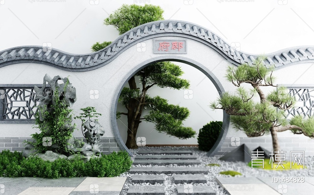 庭院景观围墙3D模型下载【ID:484828】