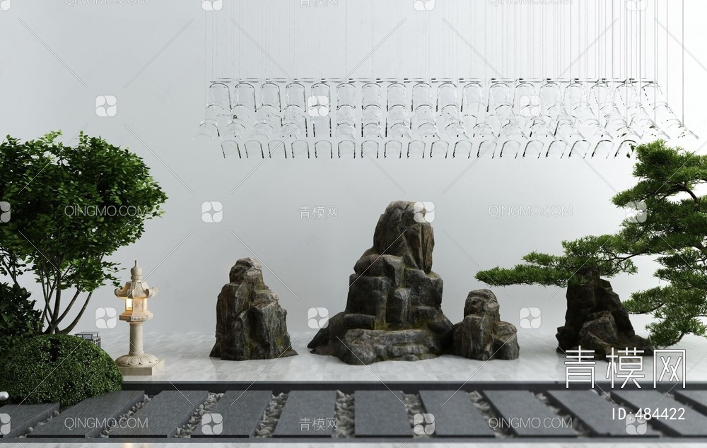 禅意庭院景观小品3D模型下载【ID:484422】