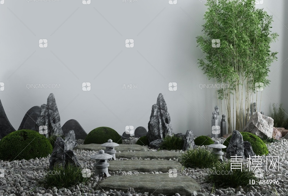 庭院景观小品枯山水石3D模型下载【ID:484996】