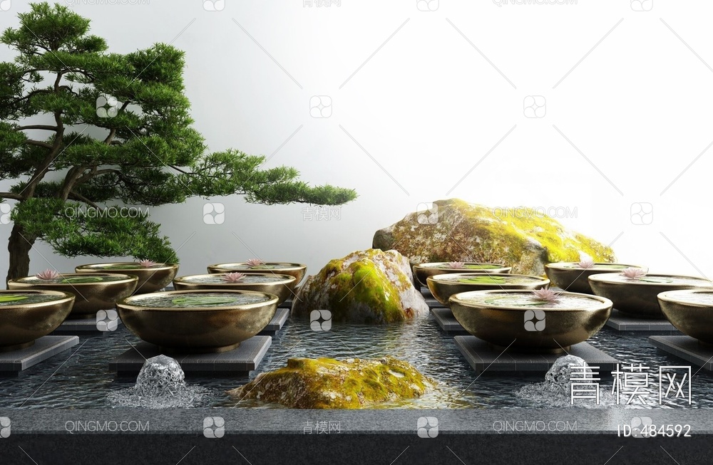 庭院景观小品枯山水石3D模型下载【ID:484592】
