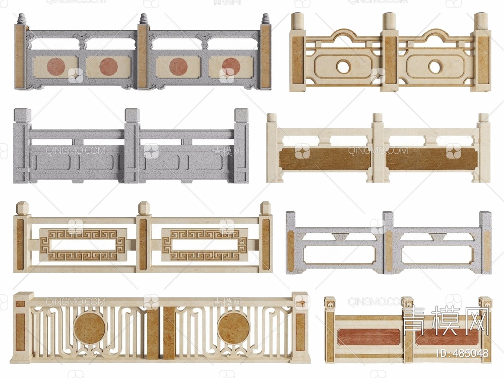 景观护栏组合3D模型下载【ID:485048】