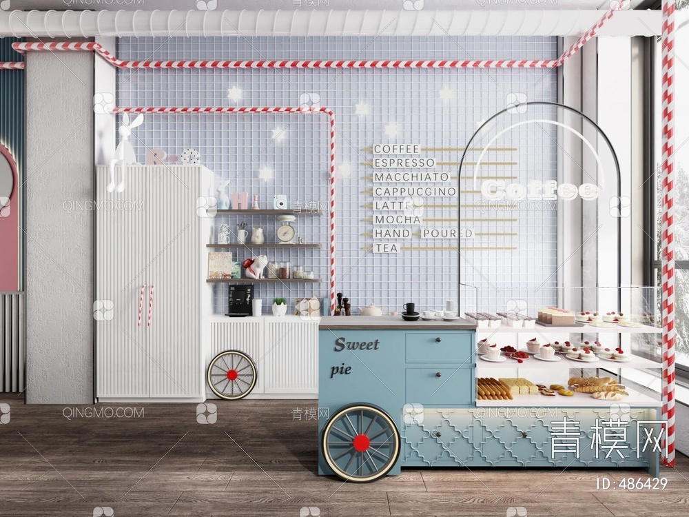 儿童餐厅奶茶店组合3D模型下载【ID:486429】