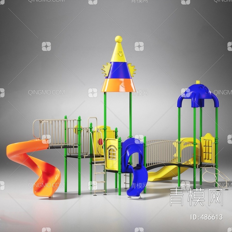 户外组合儿童滑梯3D模型下载【ID:486613】