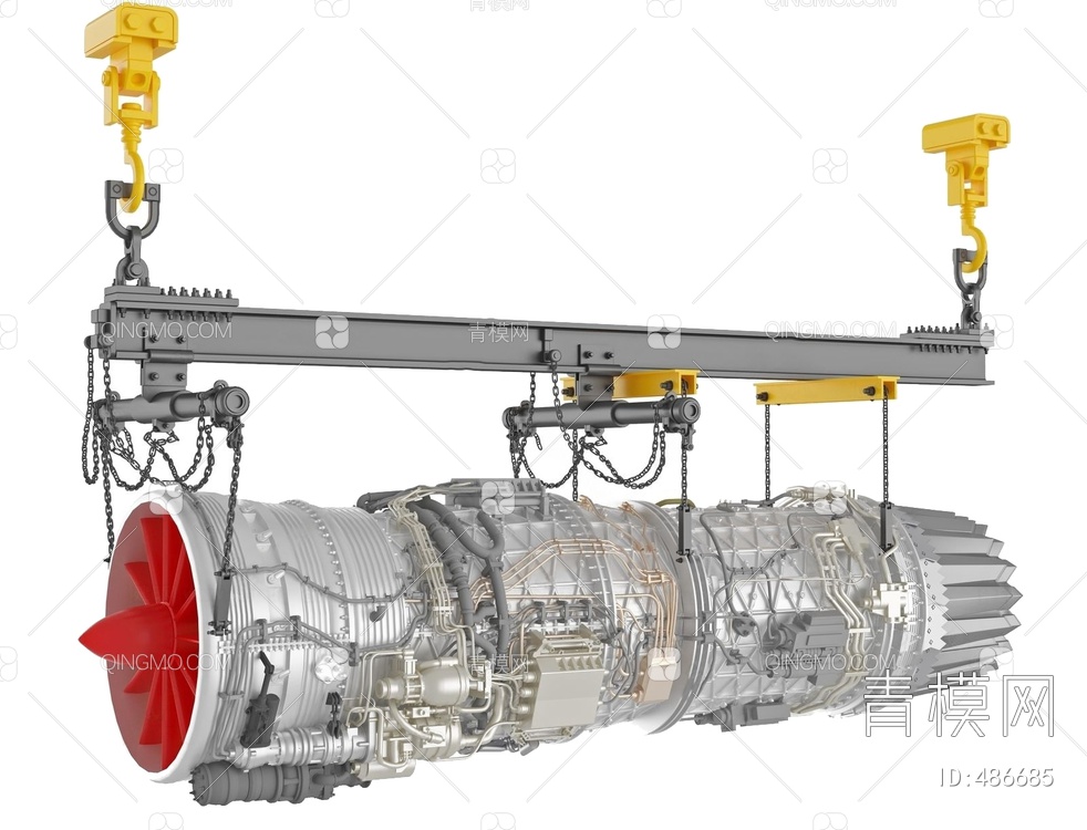 飞机引擎 工业涡轮发动机3D模型下载【ID:486685】