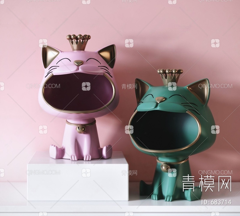 大嘴猫雕塑装饰摆件3D模型下载【ID:683714】