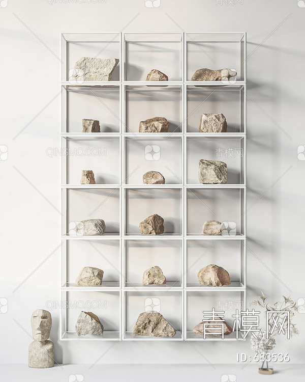 石头装饰墙柜3D模型下载【ID:683536】