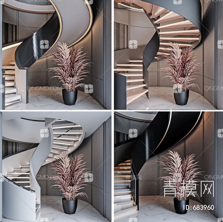 楼梯组合3D模型下载【ID:683960】