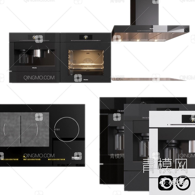 厨房蒸烤箱油烟机组合3D模型下载【ID:685288】