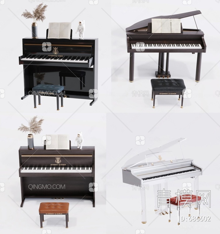 钢琴组合3D模型下载【ID:686602】