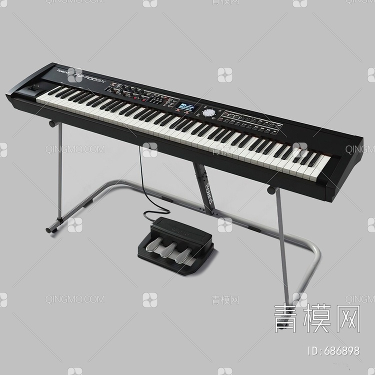 电子钢琴椅组合3D模型下载【ID:686898】
