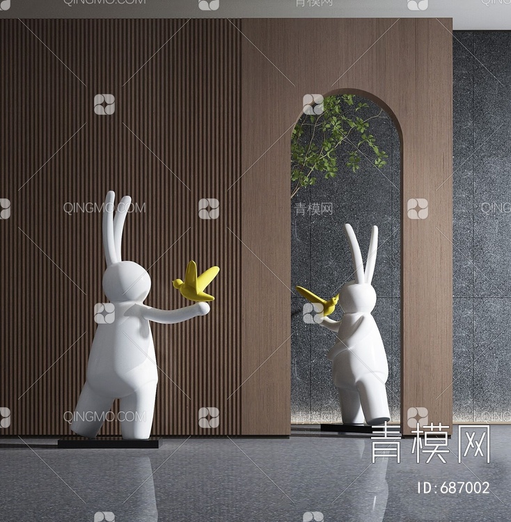 兔子雕塑 3D模型下载【ID:687002】