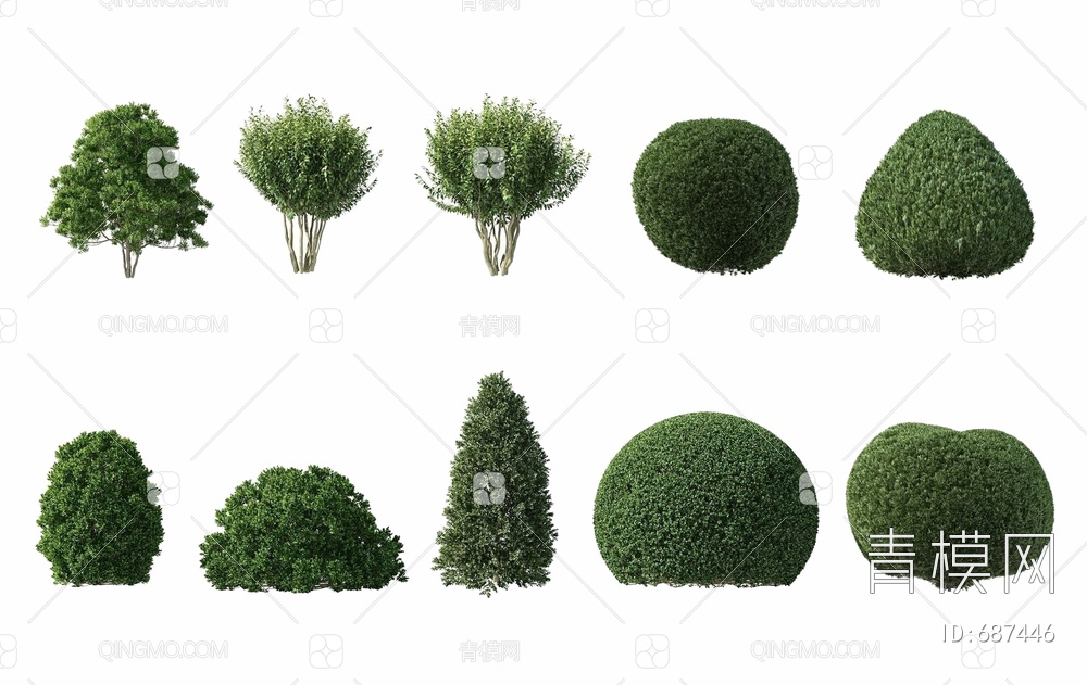 灌木植物组合3D模型下载【ID:687446】
