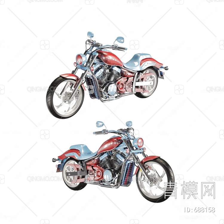哈雷山地摩托车3D模型下载【ID:688158】