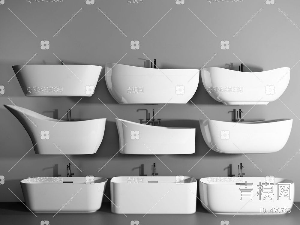 浴缸洁具组合3D模型下载【ID:490763】