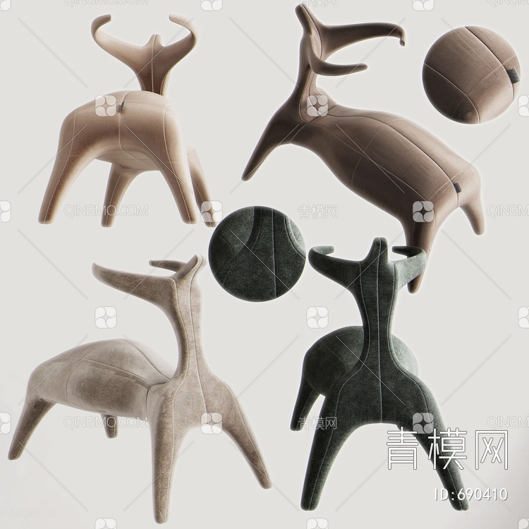 布艺儿童椅凳3D模型下载【ID:690410】