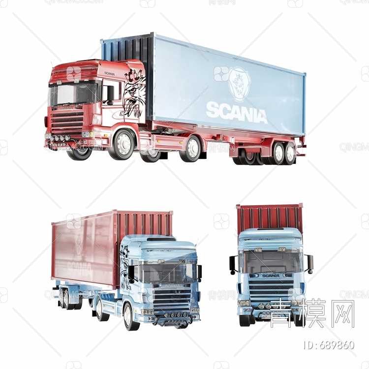 集装箱卡车3D模型下载【ID:689860】