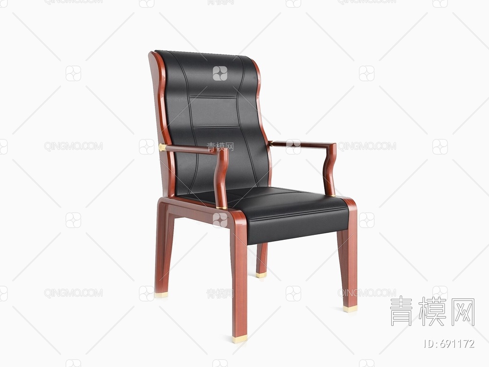 真皮实木会议椅3D模型下载【ID:691172】