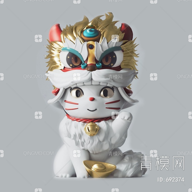 招财猫摆件3D模型下载【ID:692374】
