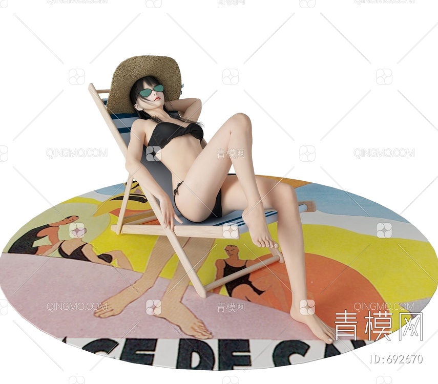 沙滩美女3D模型下载【ID:692670】