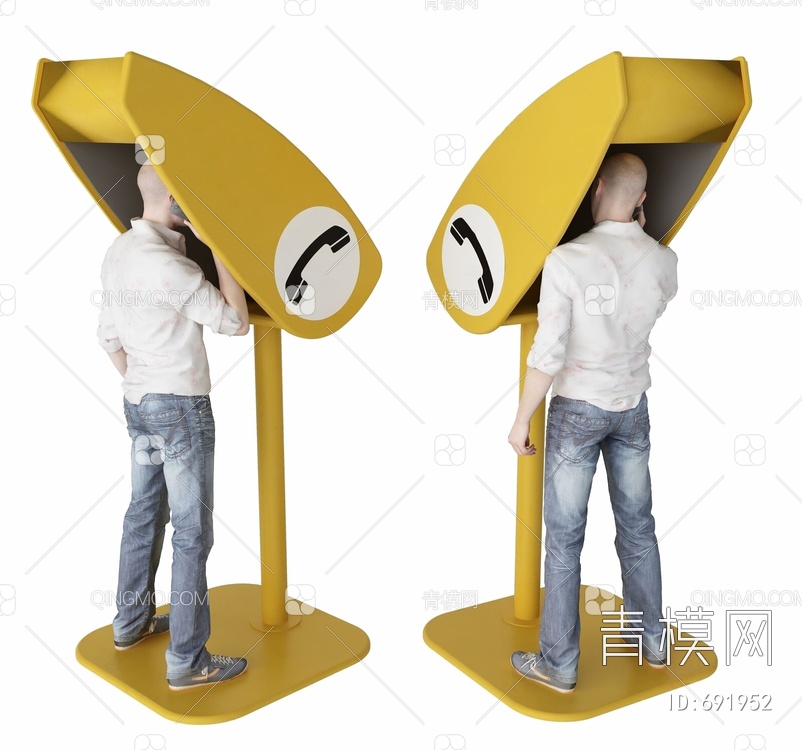 公共电话亭，3D模型下载【ID:691952】