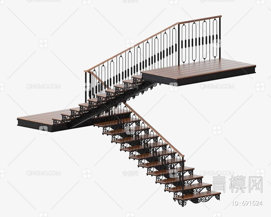 楼梯扶手栏杆3D模型下载【ID:691524】