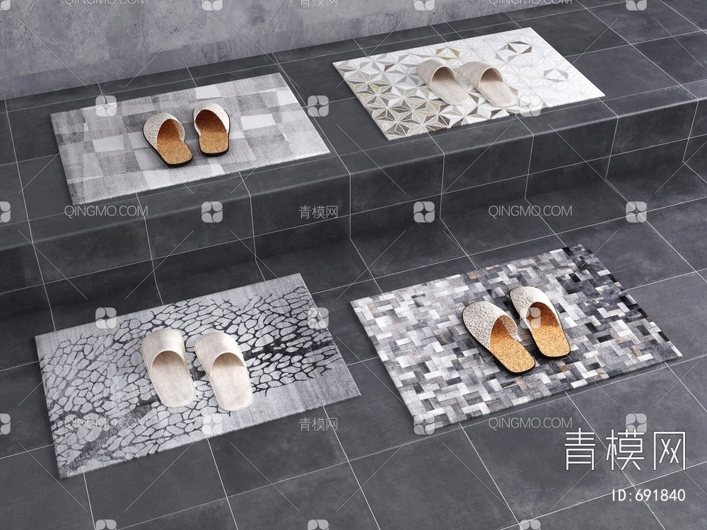 拖鞋地垫组合3D模型下载【ID:691840】
