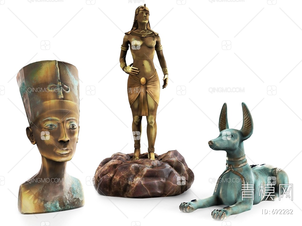 非洲雕塑摆件组合3D模型下载【ID:692282】