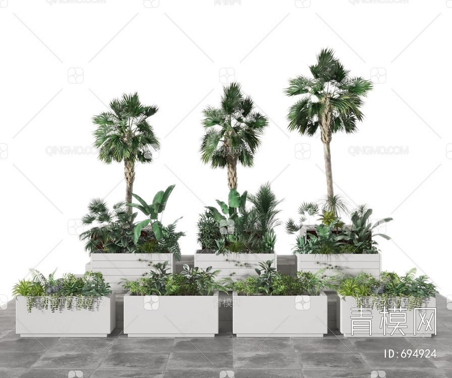 盆栽盆景植物组合3D模型下载【ID:694924】