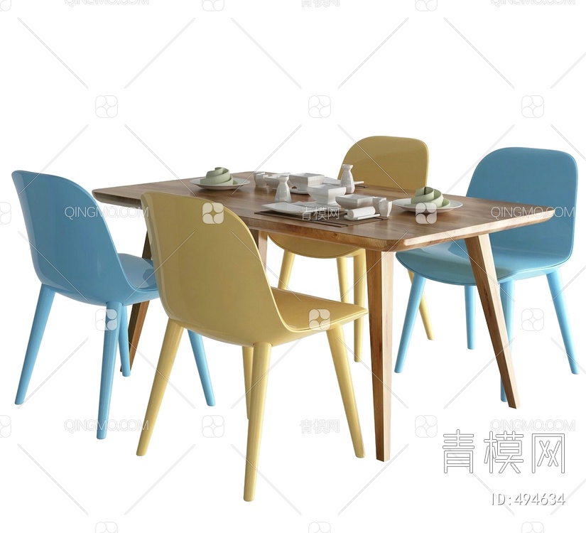 餐桌椅组合3D模型下载【ID:494634】