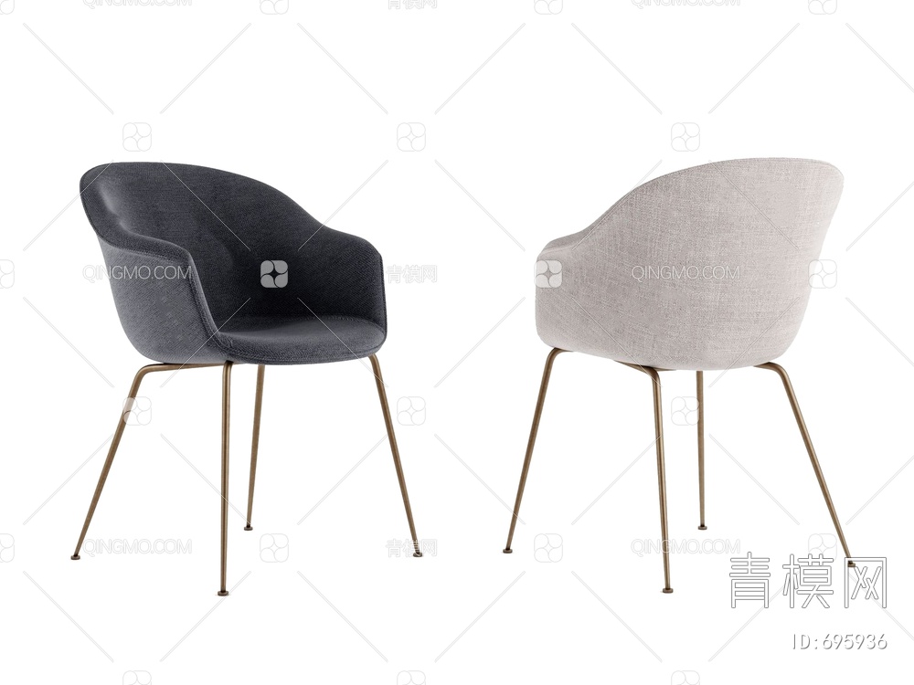 丹麦 GUBI BatDiningChair 餐椅3D模型下载【ID:695936】
