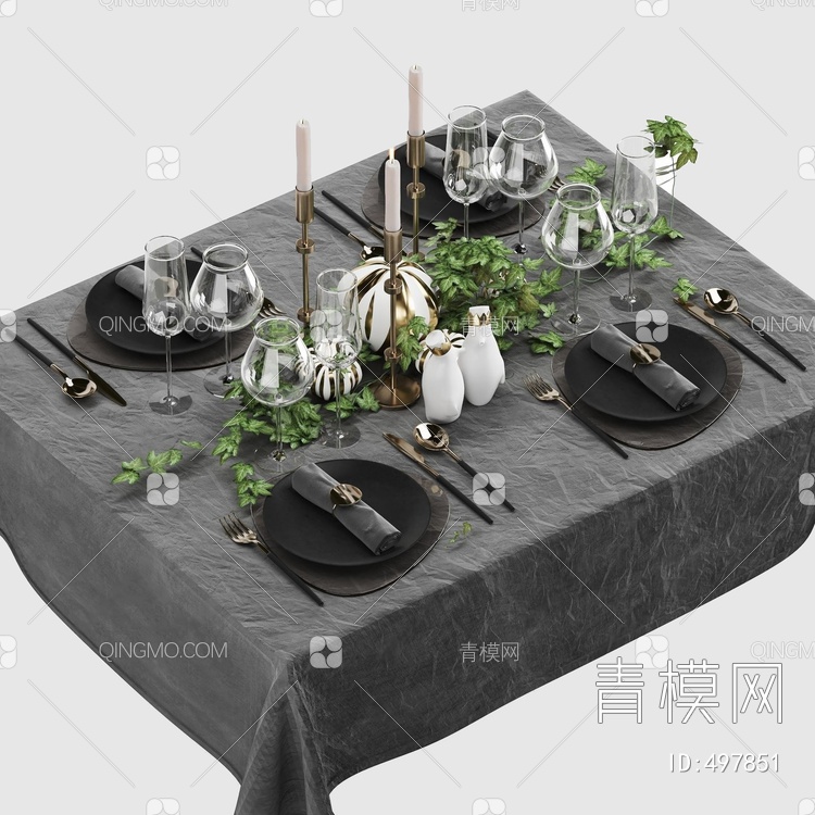 餐具摆件组合3D模型下载【ID:497851】