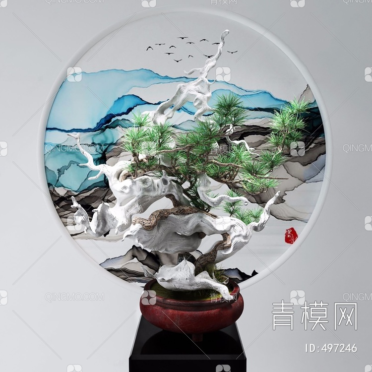 松树盆景3D模型下载【ID:497246】