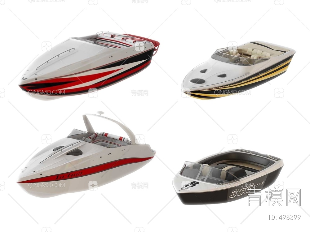 汽艇船组合3D模型下载【ID:498399】
