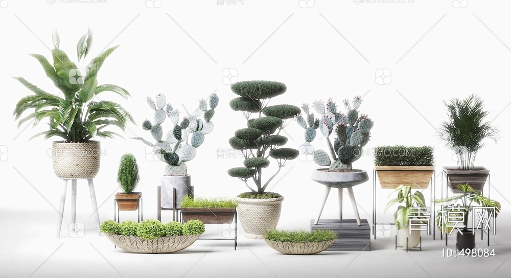 植物盆栽组合3D模型下载【ID:498084】