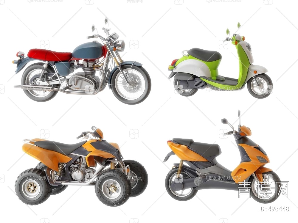 摩托车组合3D模型下载【ID:498448】