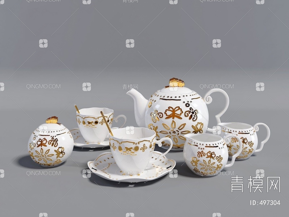 茶具套装组合3D模型下载【ID:497304】