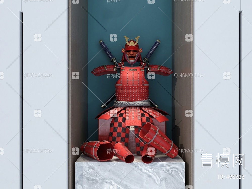 日本武士雕塑摆件3D模型下载【ID:498232】