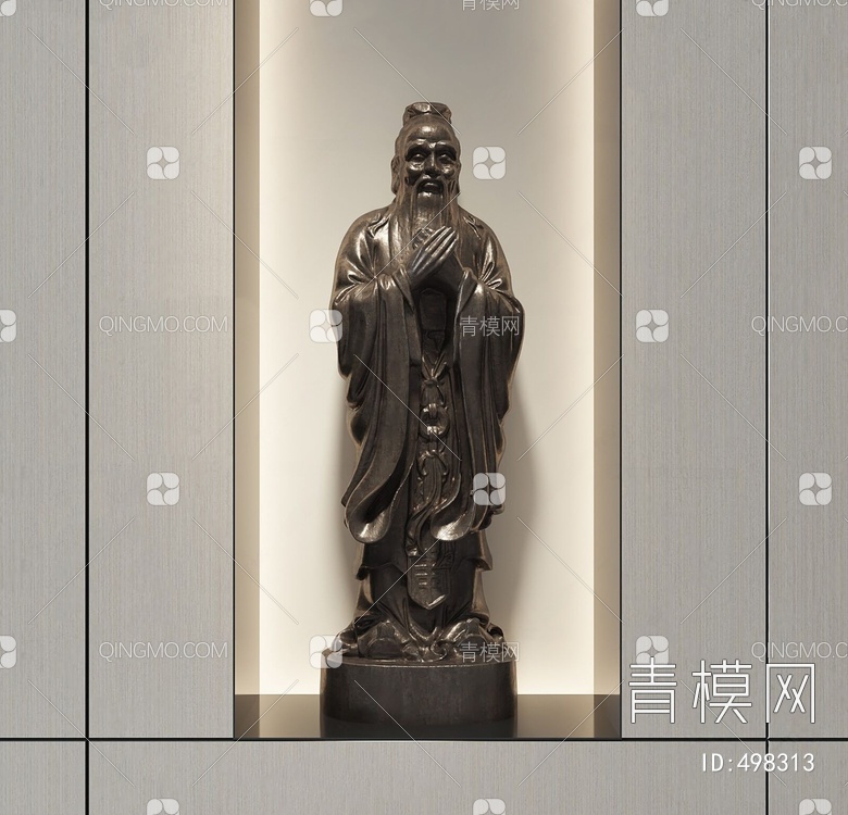 孔子雕塑3D模型下载【ID:498313】