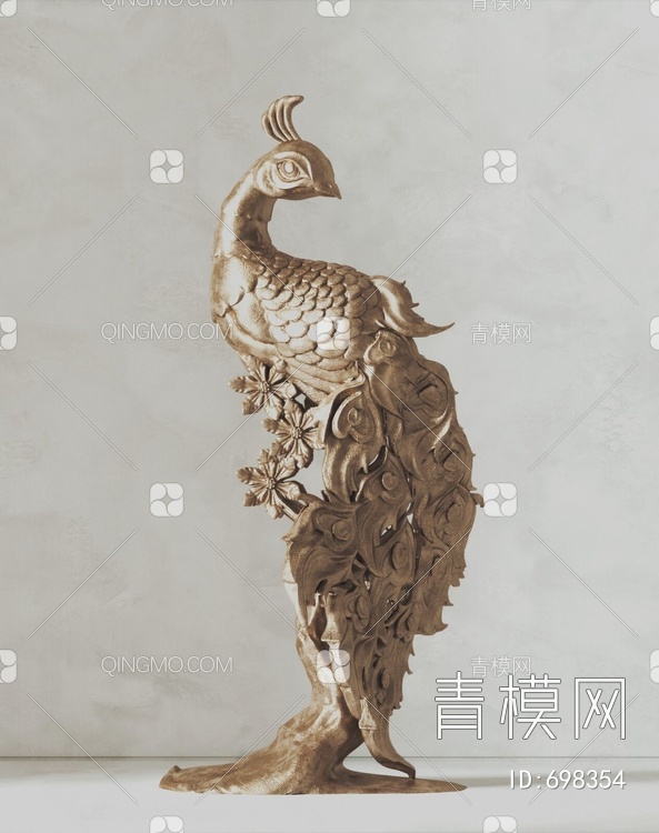 孔雀雕塑3D模型下载【ID:698354】